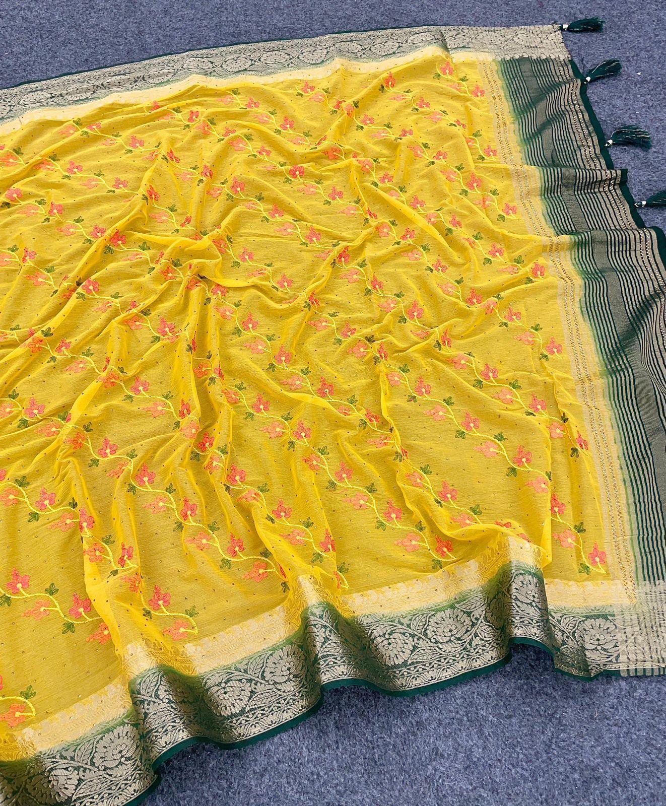 Designer Silk Saree With Heavy Embroidered Blouse – Royal Collection