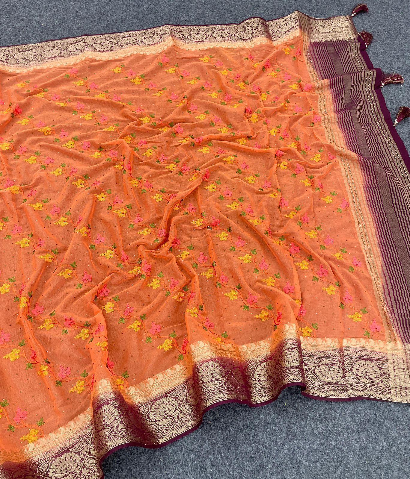 Designer Silk Saree With Heavy Embroidered Blouse – Royal Collection