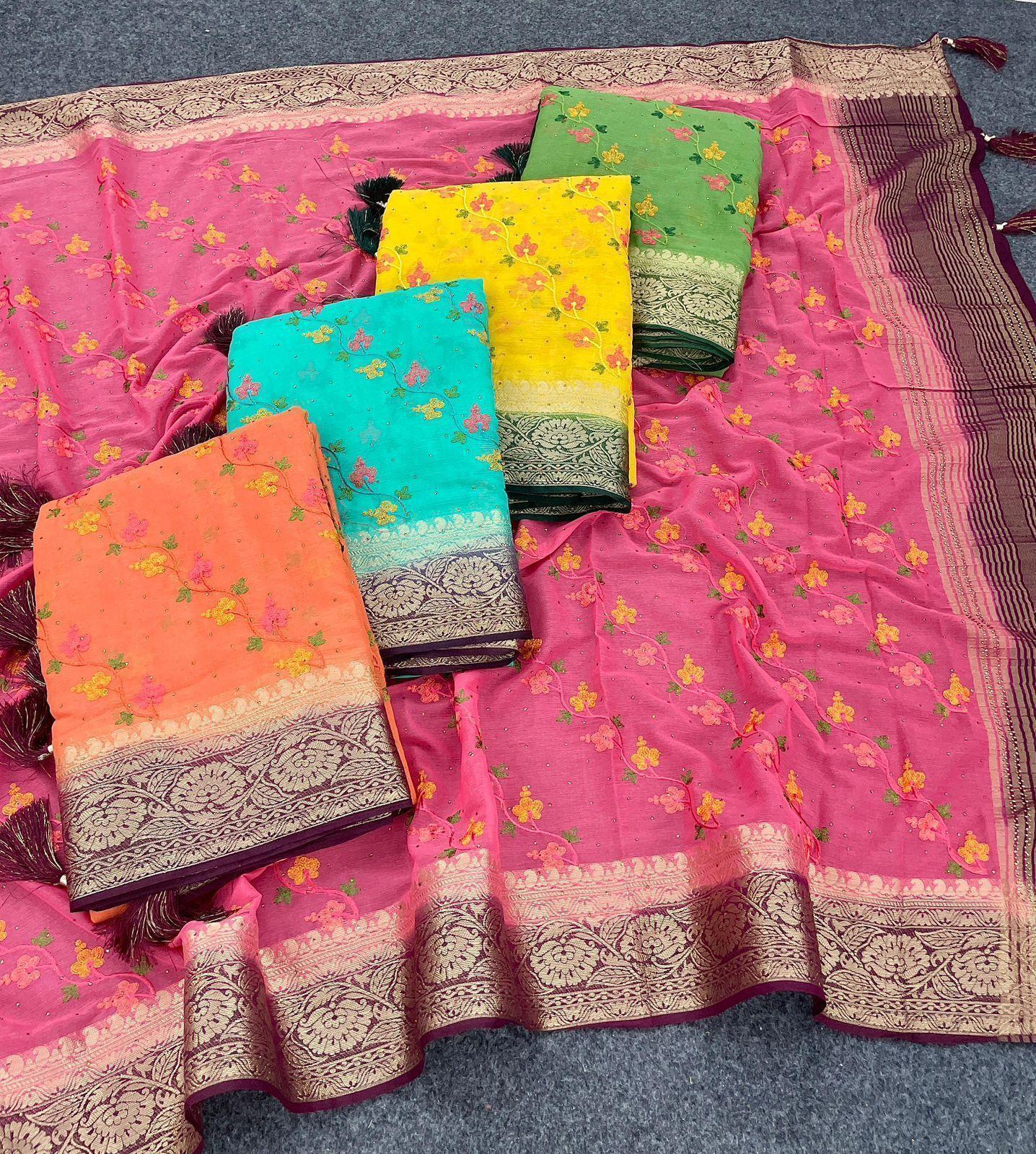 Designer Silk Saree With Heavy Embroidered Blouse – Royal Collection