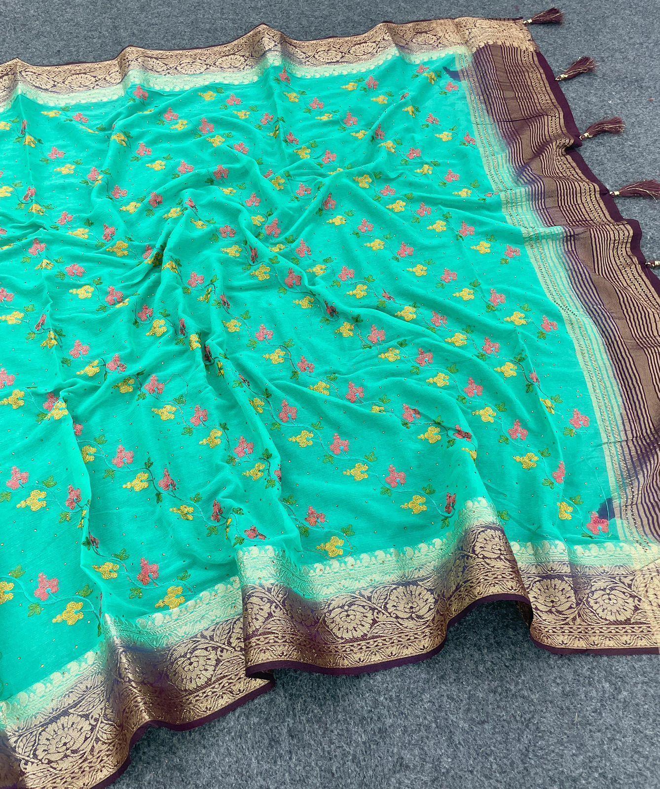 Designer Silk Saree With Heavy Embroidered Blouse – Royal Collection