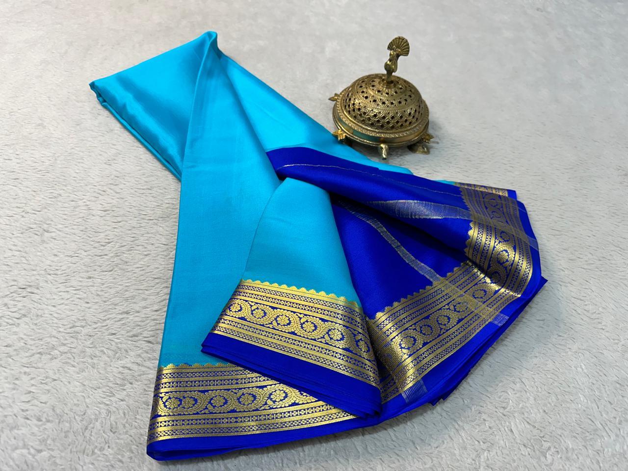 Festive Grandeur: Mysore Silk by Icultuers with Bold and Elegant Zari Borders
