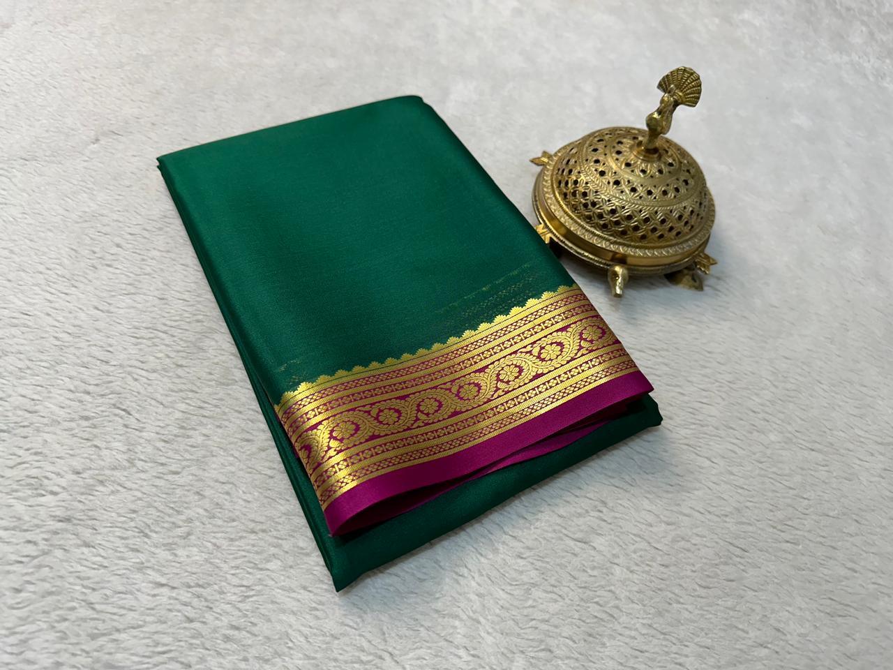 Silken Radiance: Pure Mysore by Icultuers with Stunning Zari Highlights