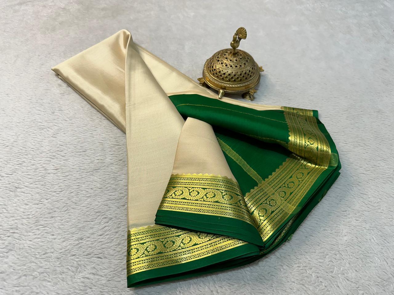 Woven to Perfection: Pure Mysore Silk by Icultuers with Elegant Zari Borders