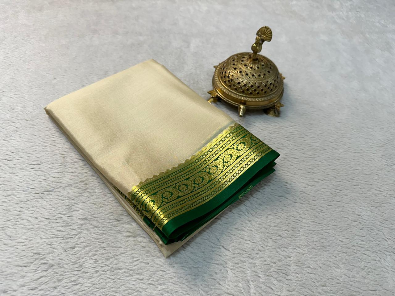 Woven to Perfection: Pure Mysore Silk by Icultuers with Elegant Zari Borders