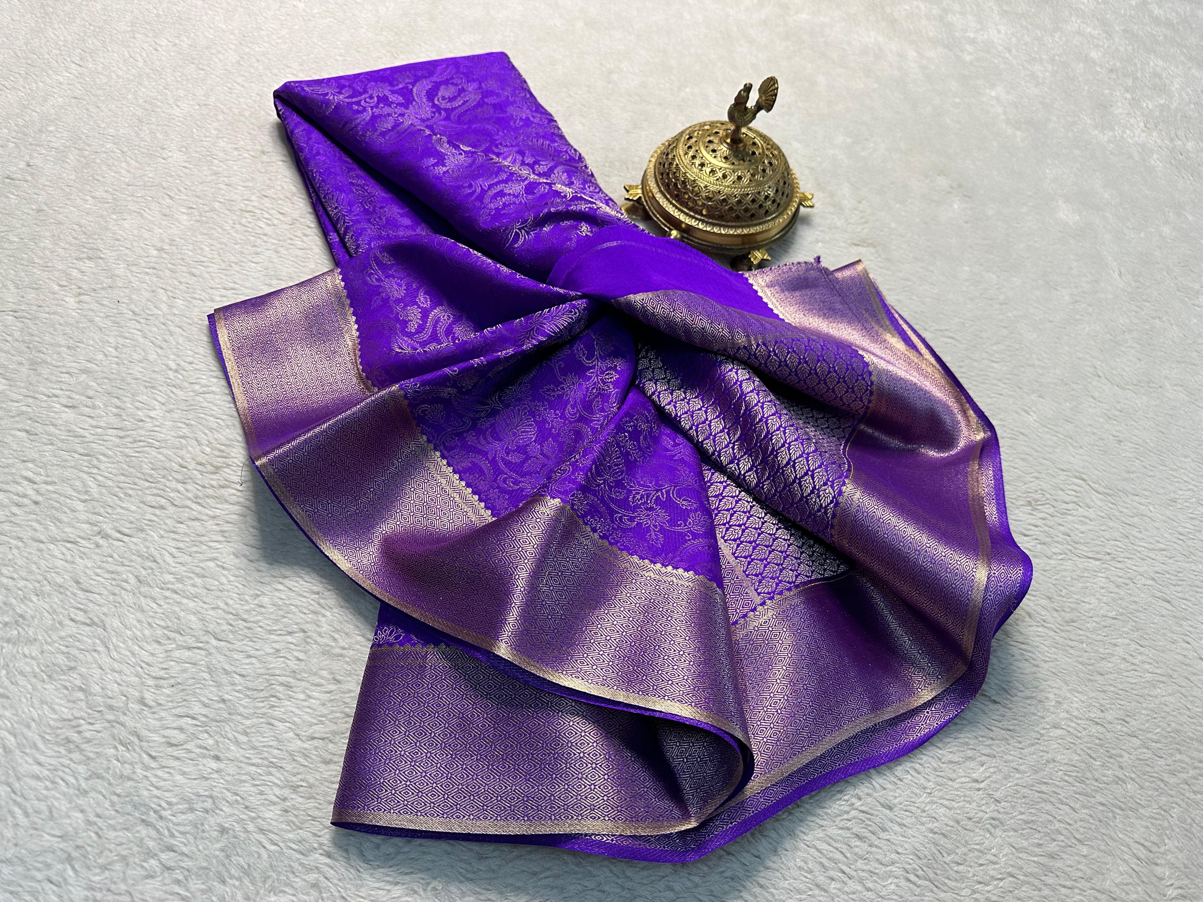 Blue Mysore Silk by Icultuers, Zari Weaving