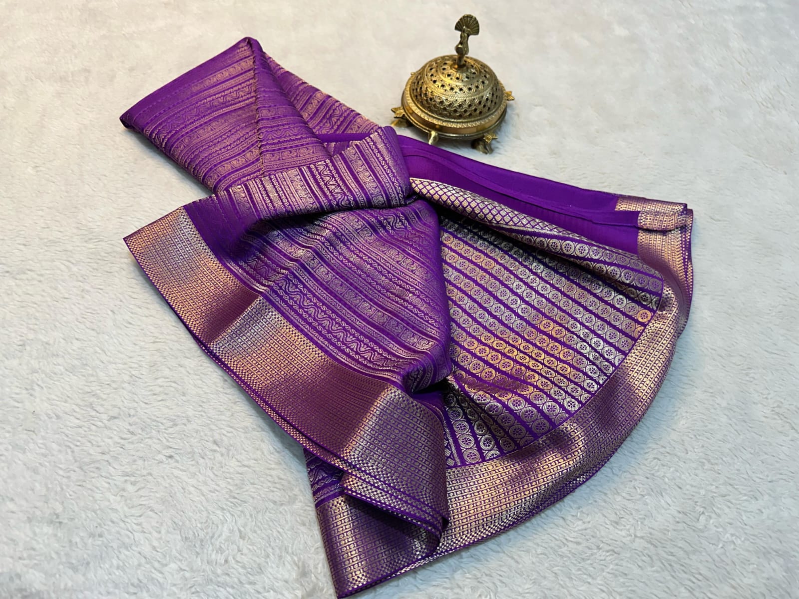 Purple Colour Mysore Semi Silk by Icultuer With Blouse.