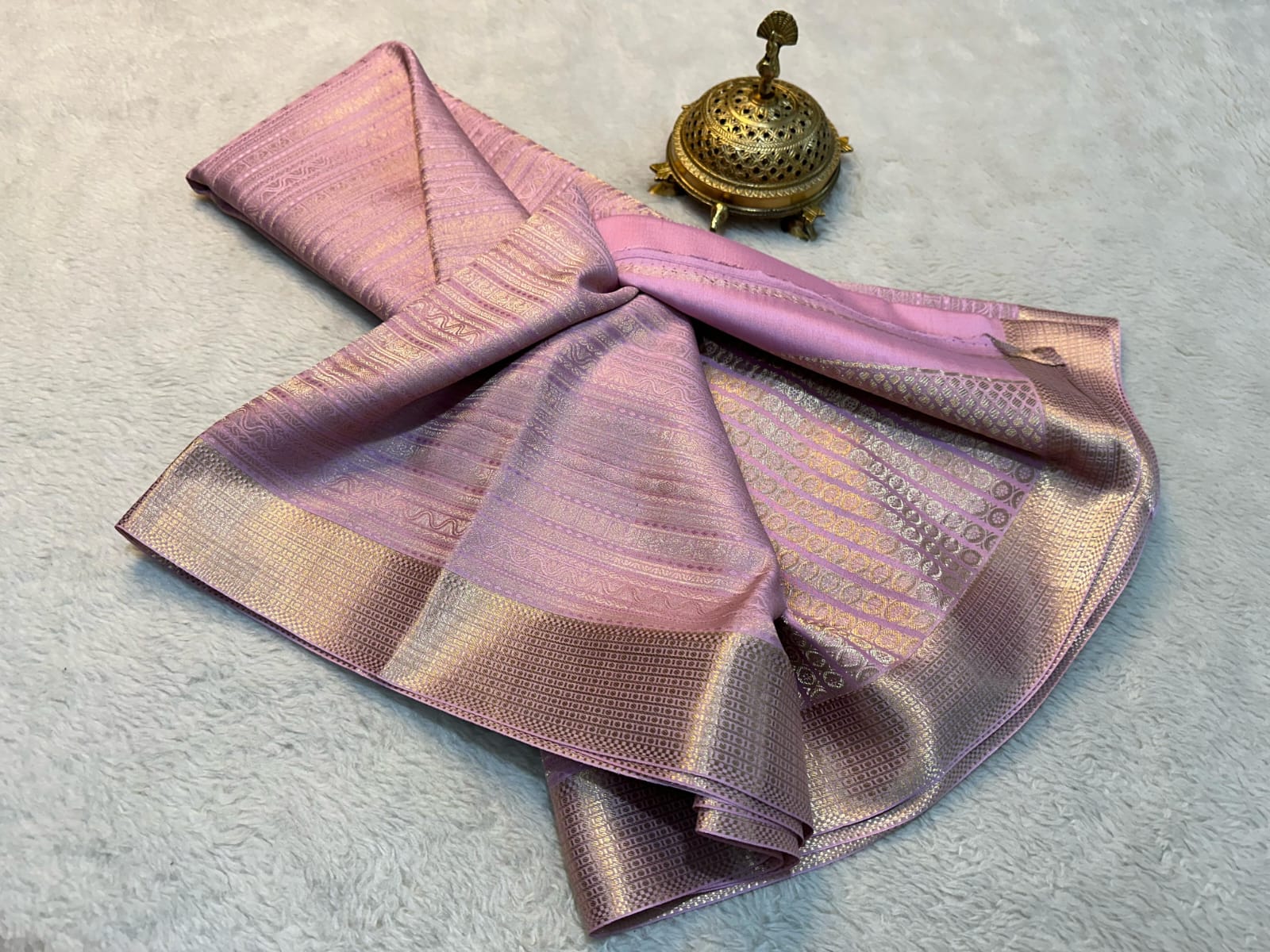 Baby Pink Colour Brocade Mysore Silk by Icultuer