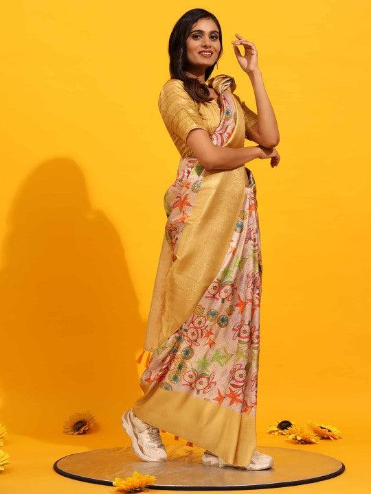Modern Elegance: Digitally Printed Soft Silk Sarees in Yellow
