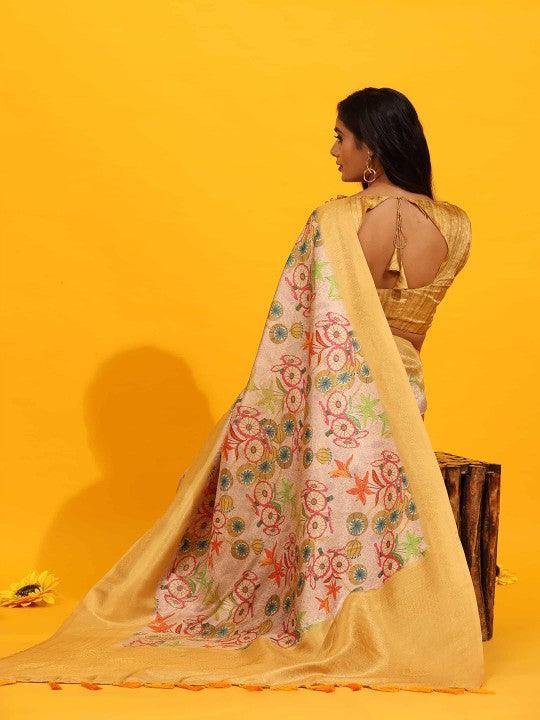 Modern Elegance: Digitally Printed Soft Silk Sarees in Yellow
