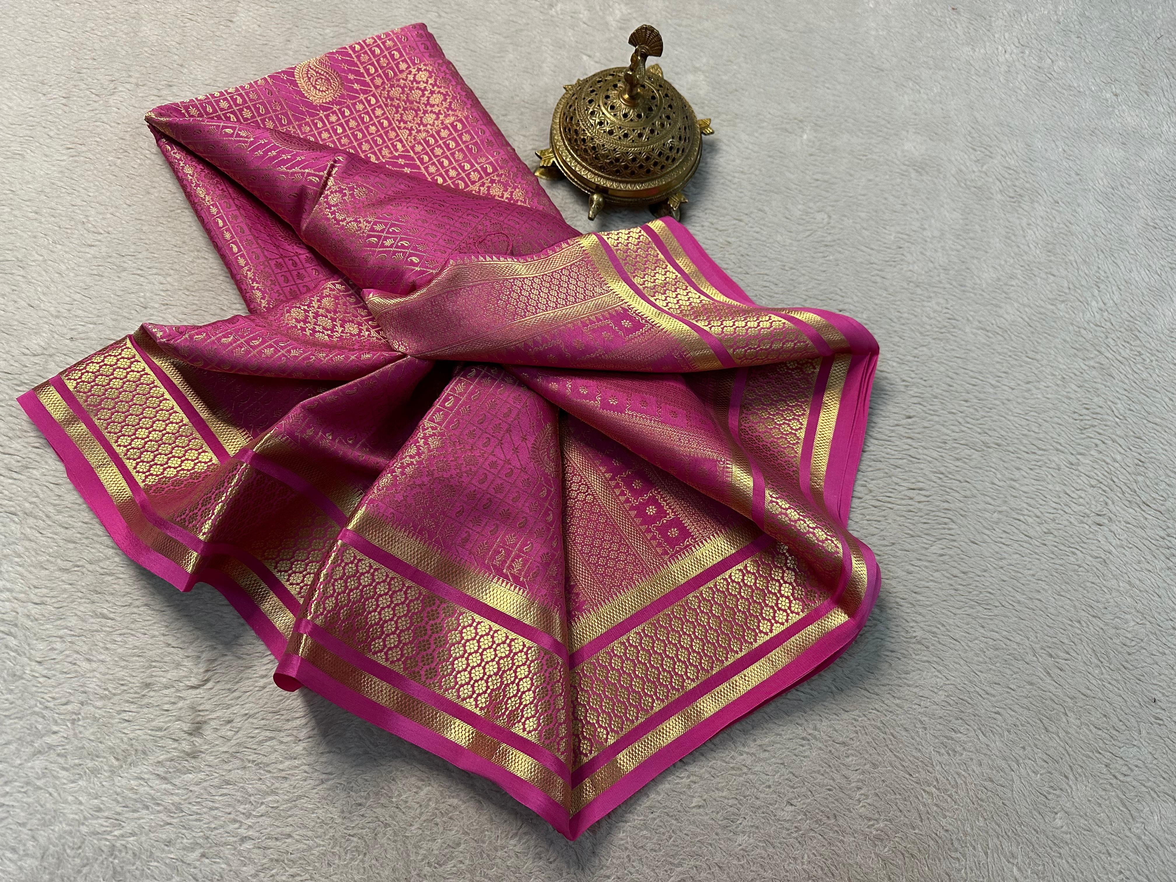 Embrace Elegance: Pure Brocade Mysore Silk by Icultuers for the Radiant Bride