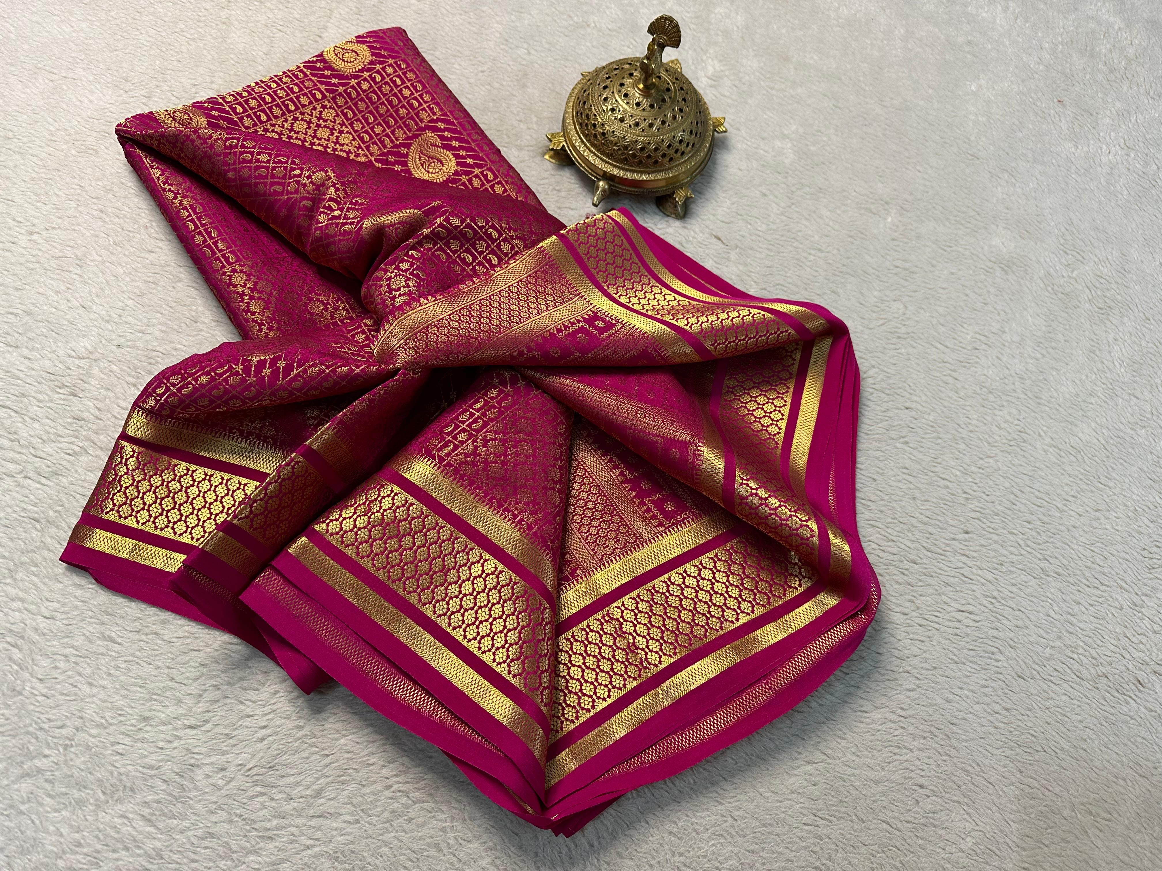 Mysore Majesty: Exclusive Bridal Brocade Silk by Icultuers Collection