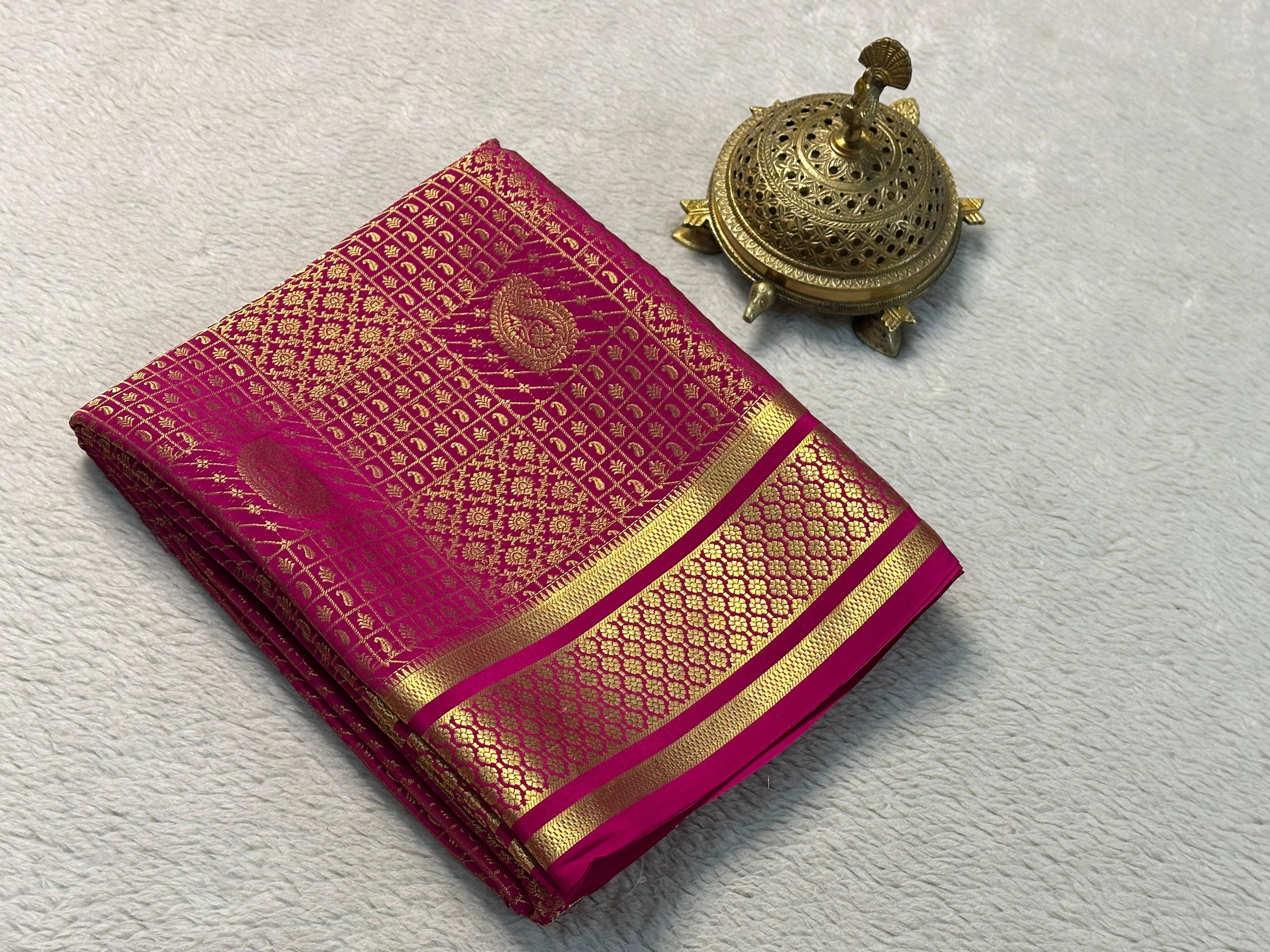 Mysore Majesty: Exclusive Bridal Brocade Silk by Icultuers Collection