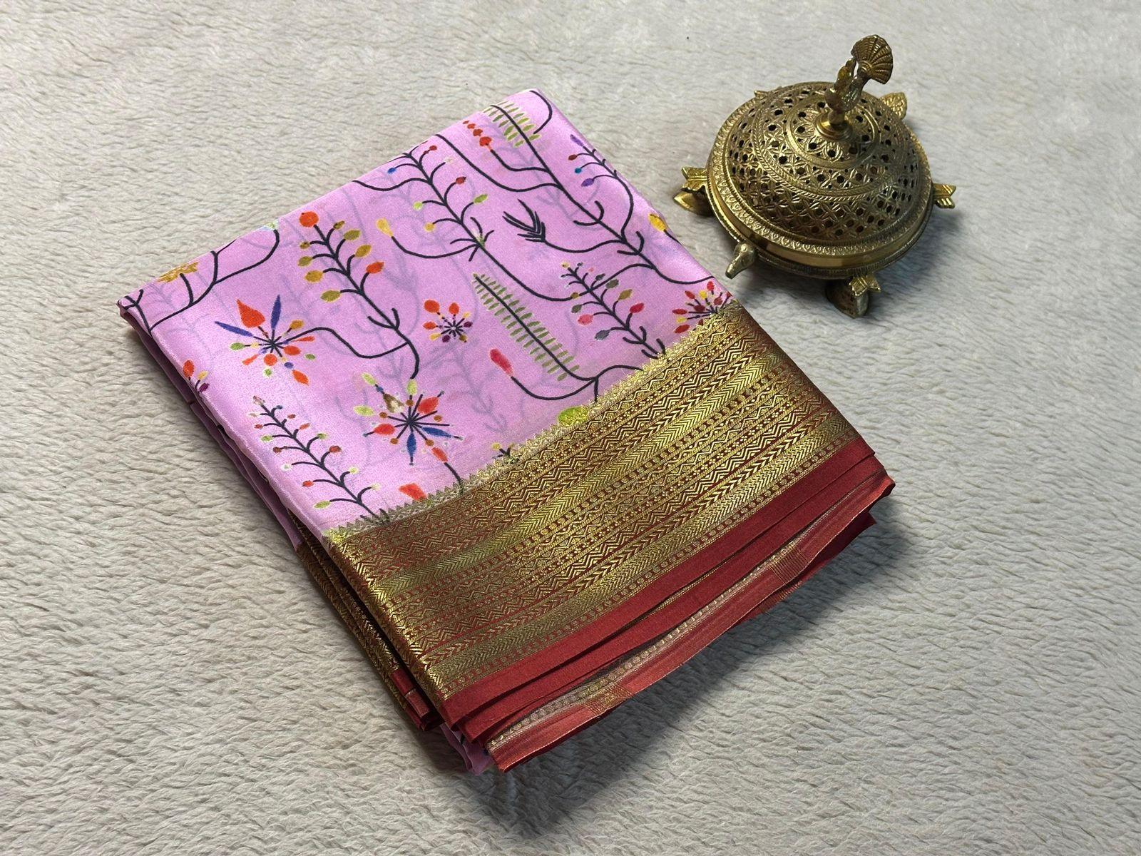 Elegant and Timeless: Pure Printed Mysore Silk Sarees
