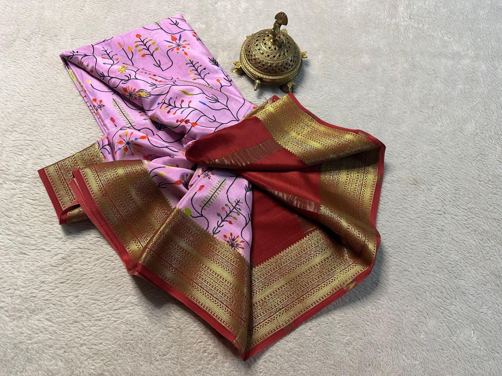 Elegant and Timeless: Pure Printed Mysore Silk Sarees