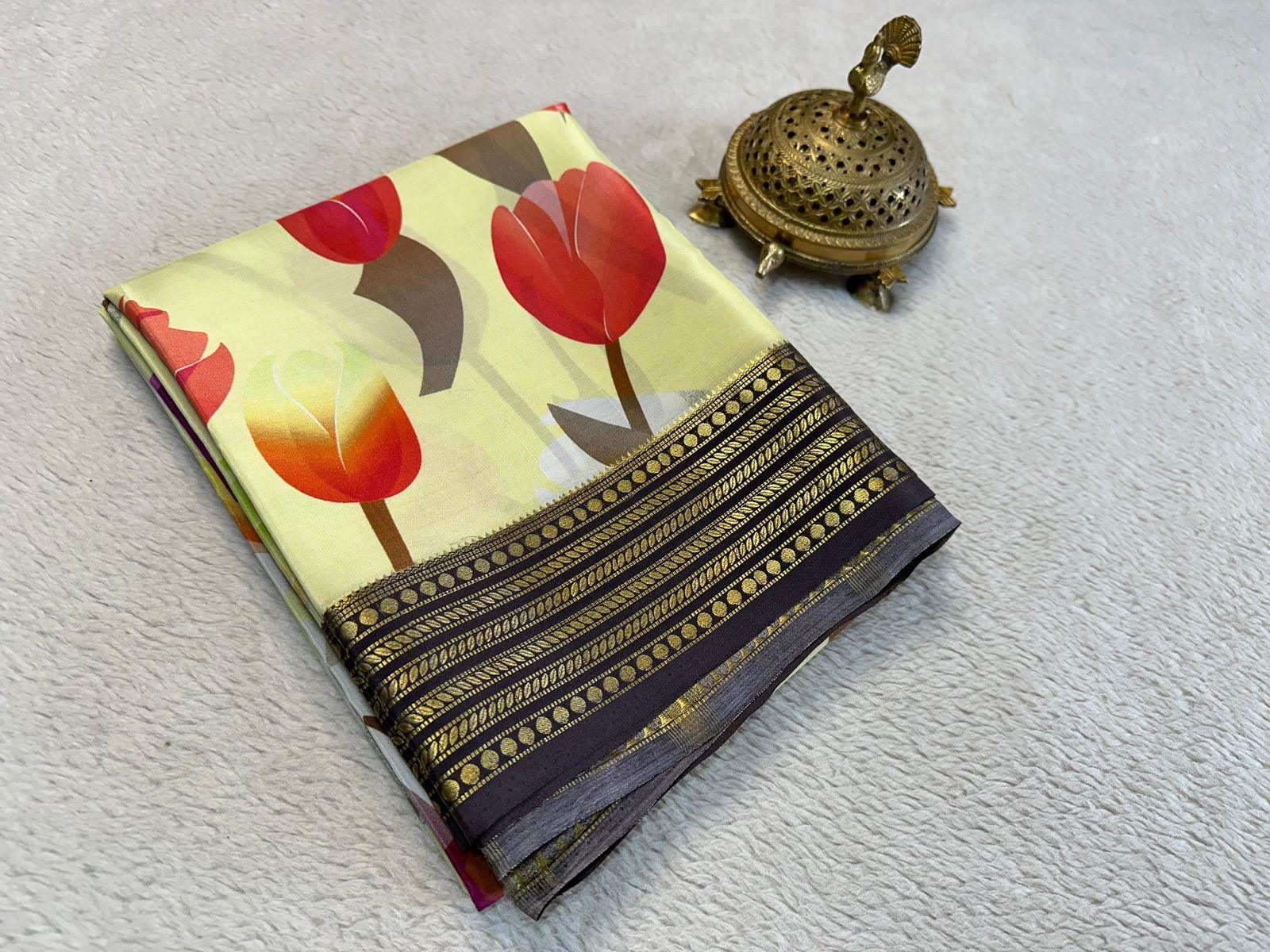 Pure Silk, Pure Elegance: Printed Mysore Sarees