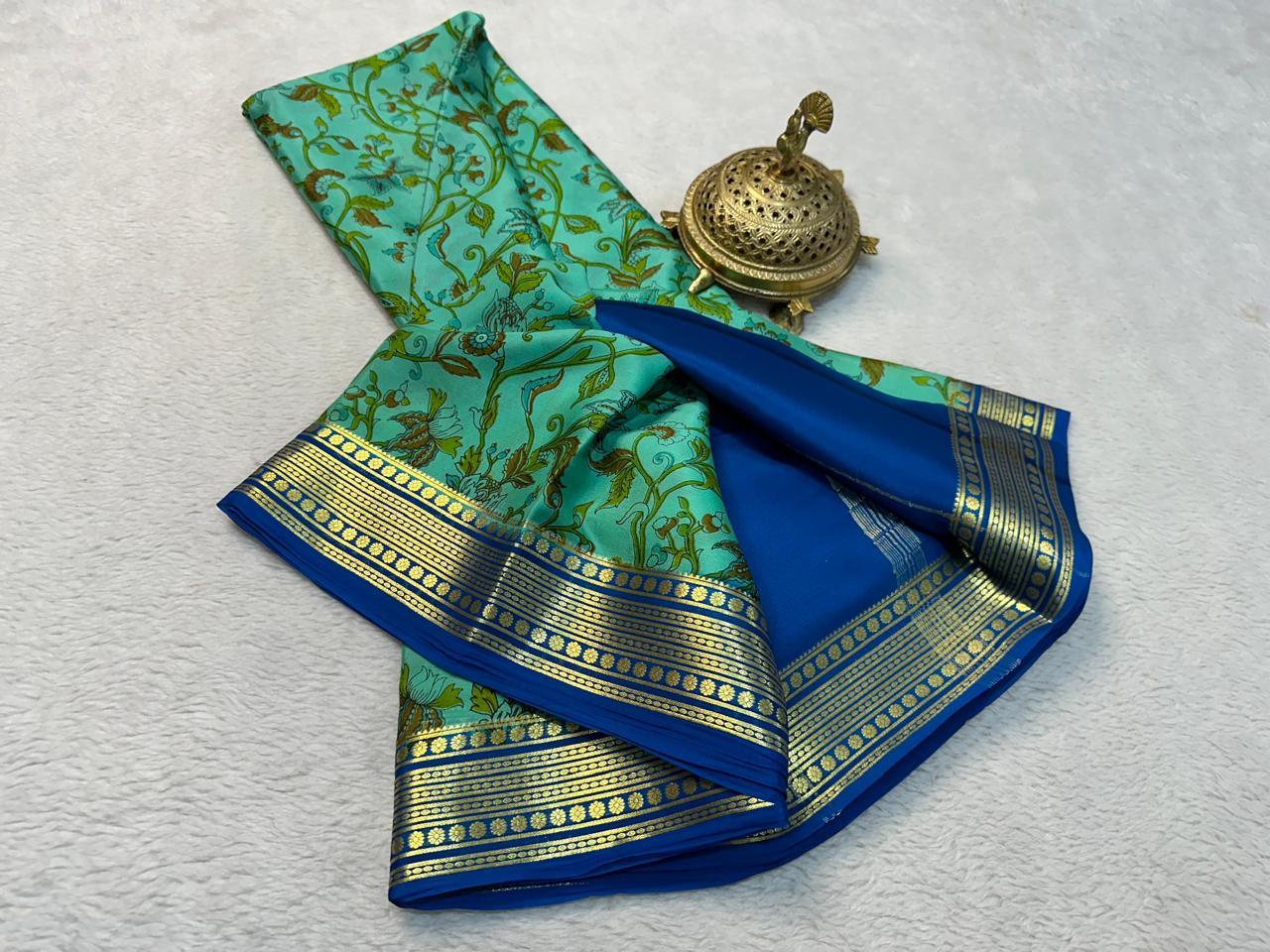 Chic & Graceful: Modern Printed Mysore Crepe Silk Saree with Blouse