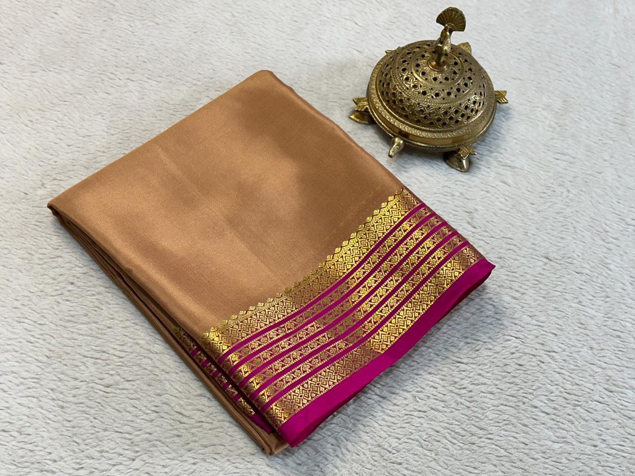 Golden Radiance: Pure Banarasi Saree with Ornamental Weave