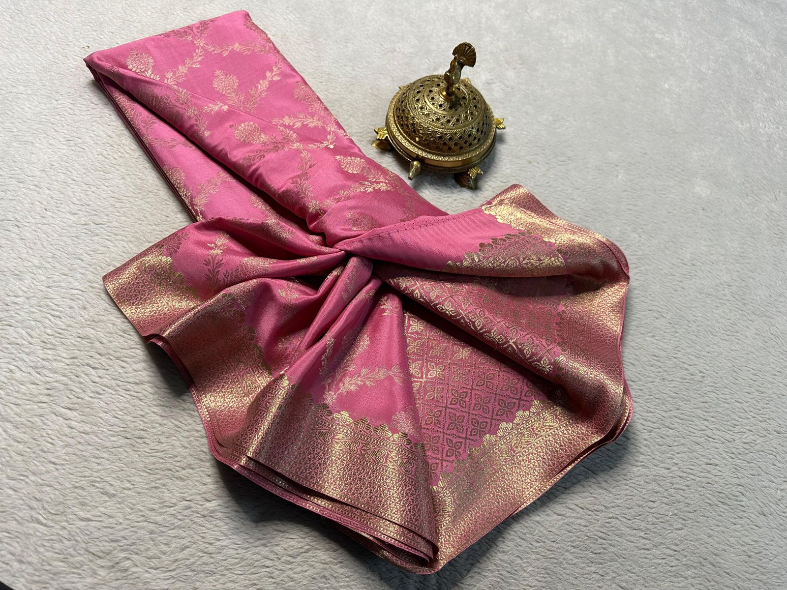 Embrace Luxury: Silk Brocade by Icultuer Adorned with Lavish Gold & Silver Zari