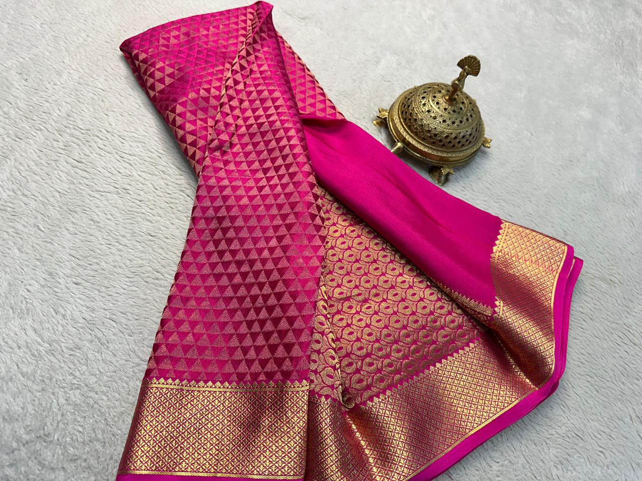 Celebrate Grace: Silk Brocade by Icultuer with Majestic Zari Weaving and Rich Pallu