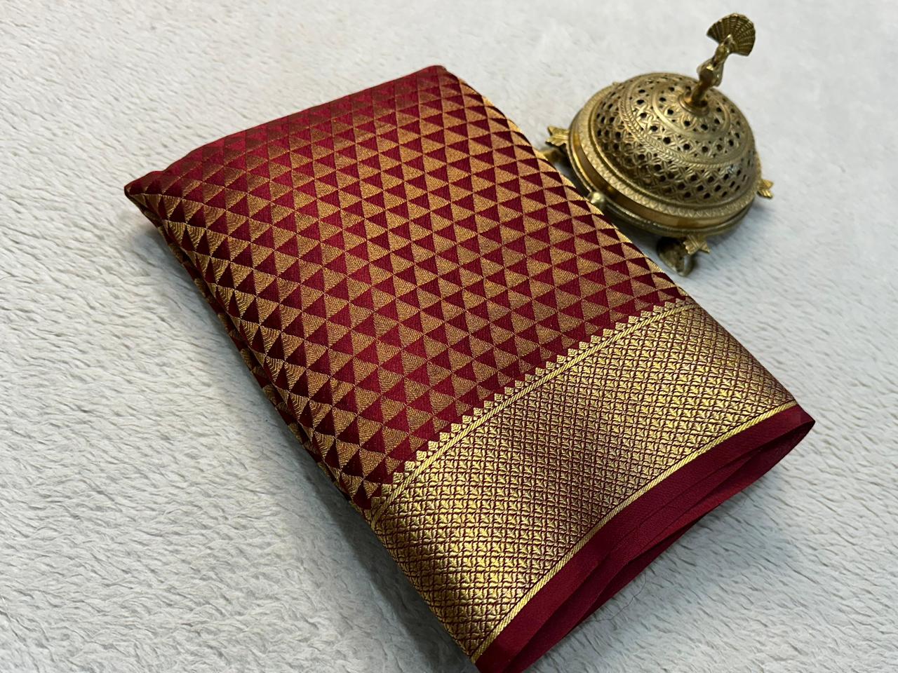 Celebrate Grace: Silk Brocade by Icultuer with Majestic Zari Weaving and Rich Pallu