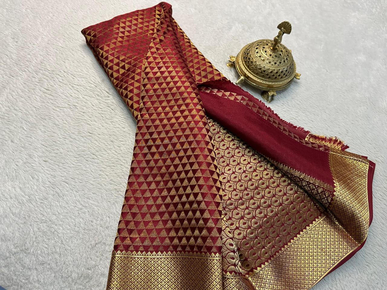 Celebrate Grace: Silk Brocade by Icultuer with Majestic Zari Weaving and Rich Pallu