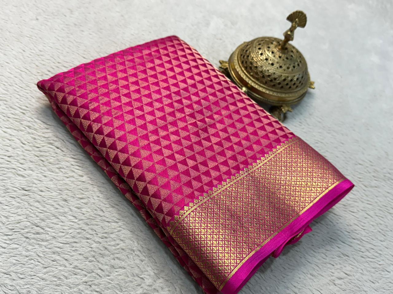 Celebrate Grace: Silk Brocade by Icultuer with Majestic Zari Weaving and Rich Pallu