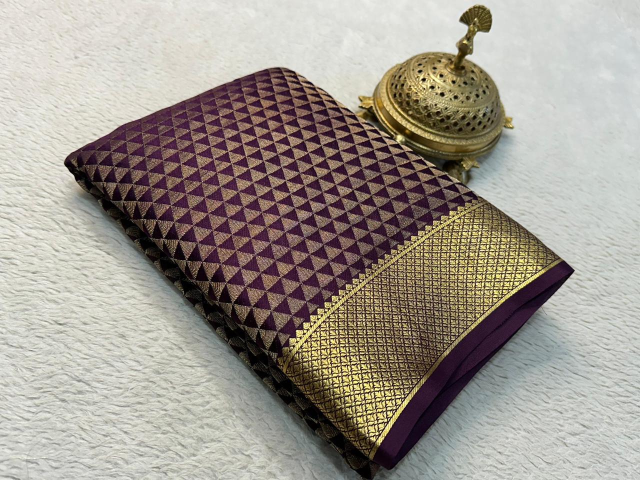 Celebrate Grace: Silk Brocade by Icultuer with Majestic Zari Weaving and Rich Pallu