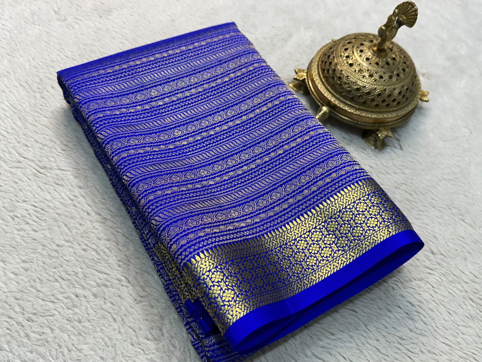 Pink Pure Brocade Mysore Silk by Icultuers, Zari Weaving, Rich Pallu