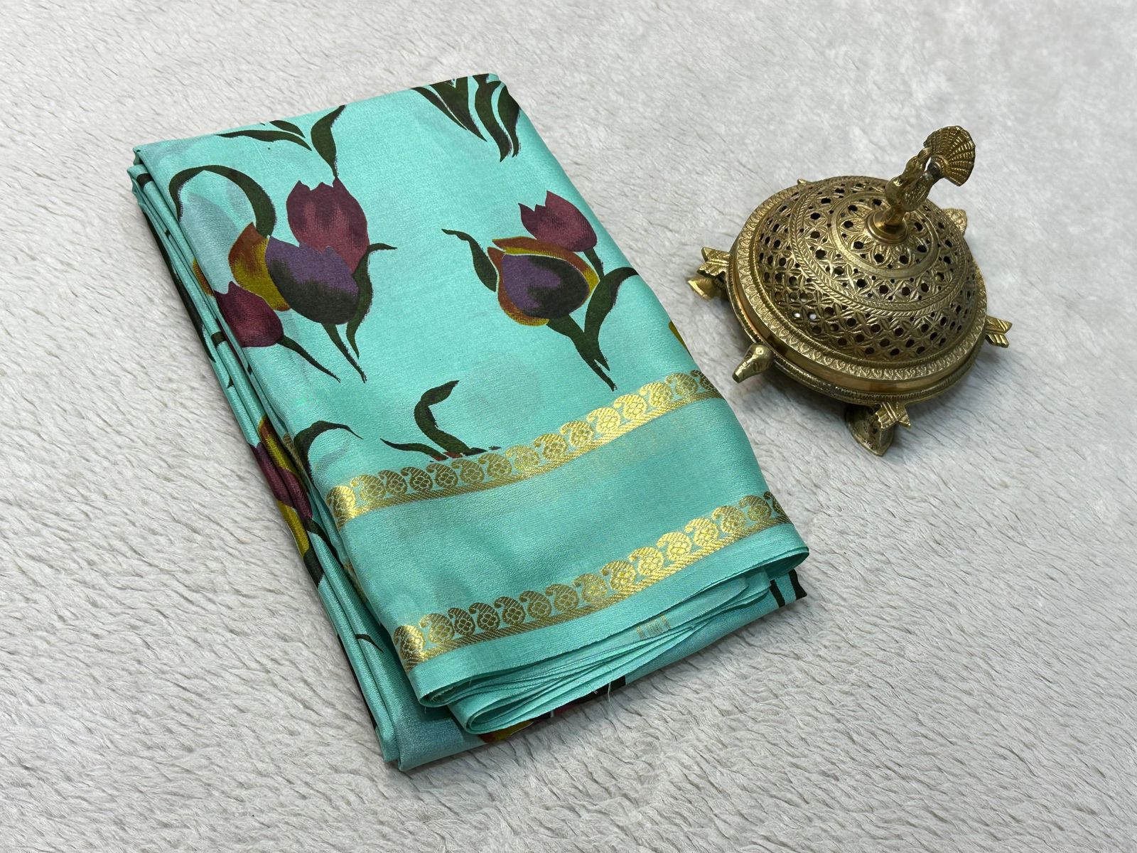 Mysore Printed Floral Silk Sarees for Grand Occasions