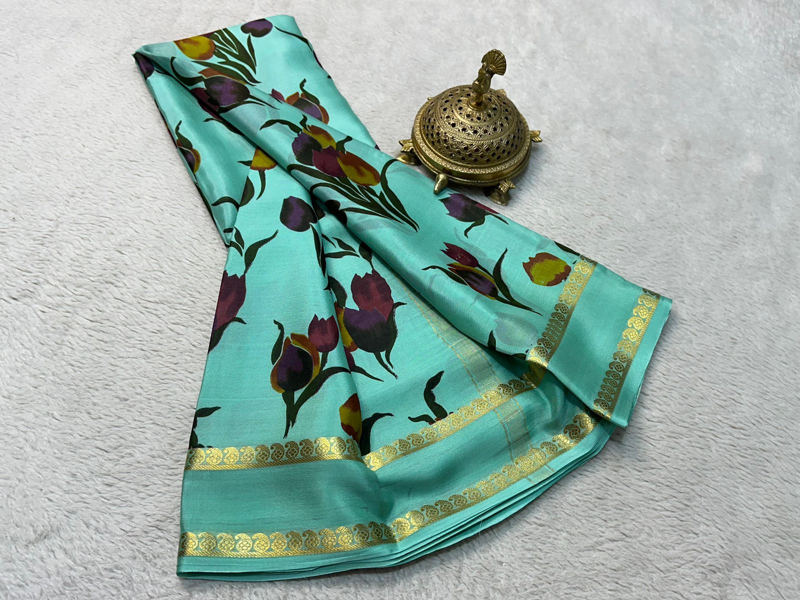 Mysore Printed Floral Silk Sarees for Grand Occasions
