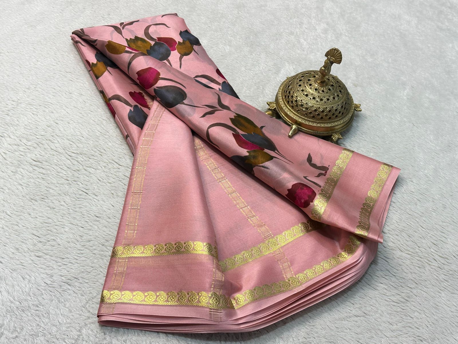 Floral Print Mysore Silk by Icultuers - A Blend of Tradition and Style