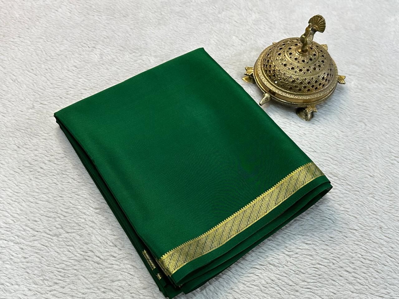Stylish Mysore Silk Crepe Sarees in Solid Colors