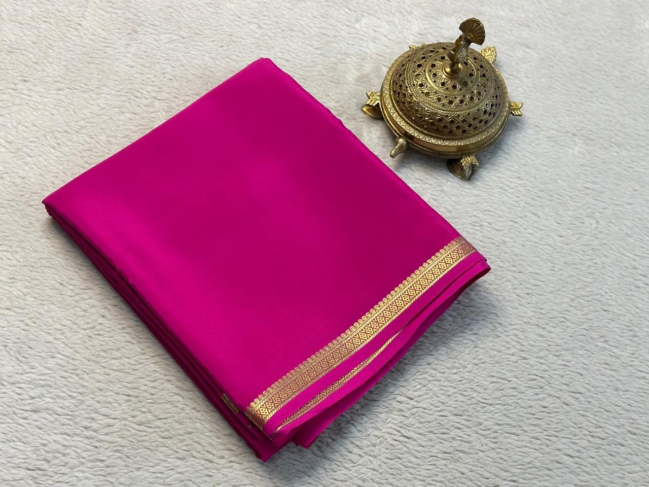 Unveil Grace: Small Border by Icultuers with Intricate Line Pallu in Bold Solid Shades
