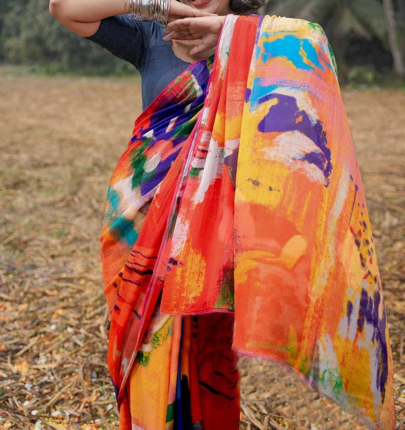 Celebrate Holi in Style: Vibrant Multicolour Cotton Printed Sarees for a Festive Look!