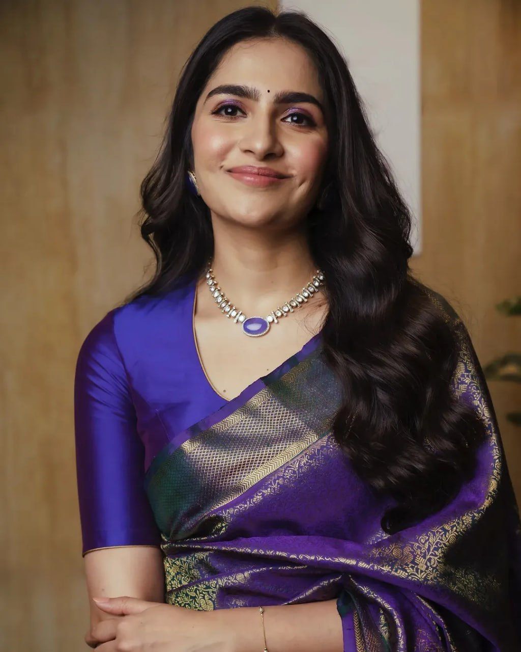Royal Purple Banarasi Silk Saree with icultural Gold Weave