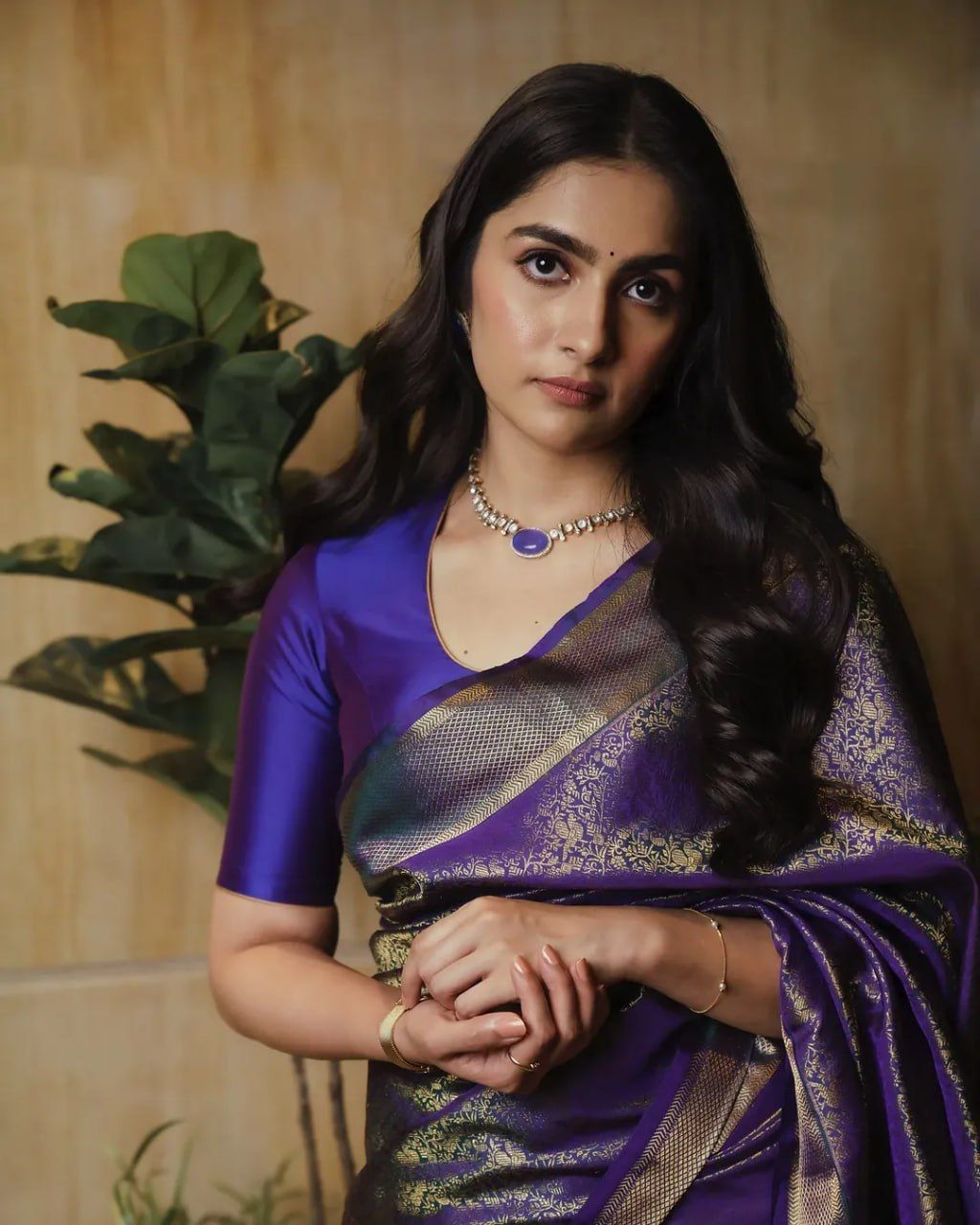 Royal Purple Banarasi Silk Saree with icultural Gold Weave