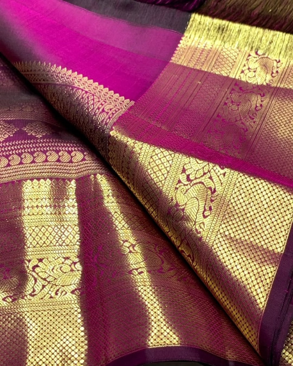 Royal Purple Banarasi Saree with icultural Zari Weave