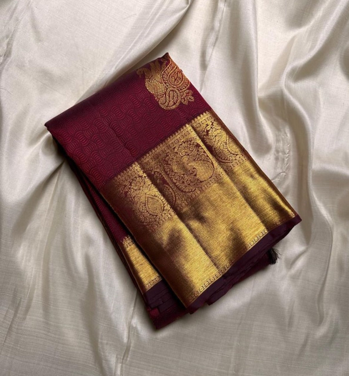 icultural Kanjivaram Silk Saree with Golden Peacock Motifs
