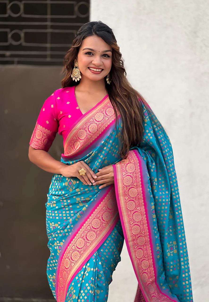 icultural Sky Blue Banarasi Silk Saree – Festive Radiance in Every Drape