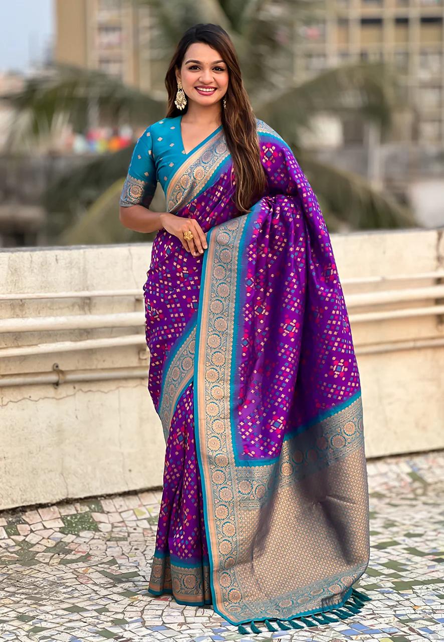 icultural Purple Banarasi Silk Saree – Festive Radiance in Every Drape
