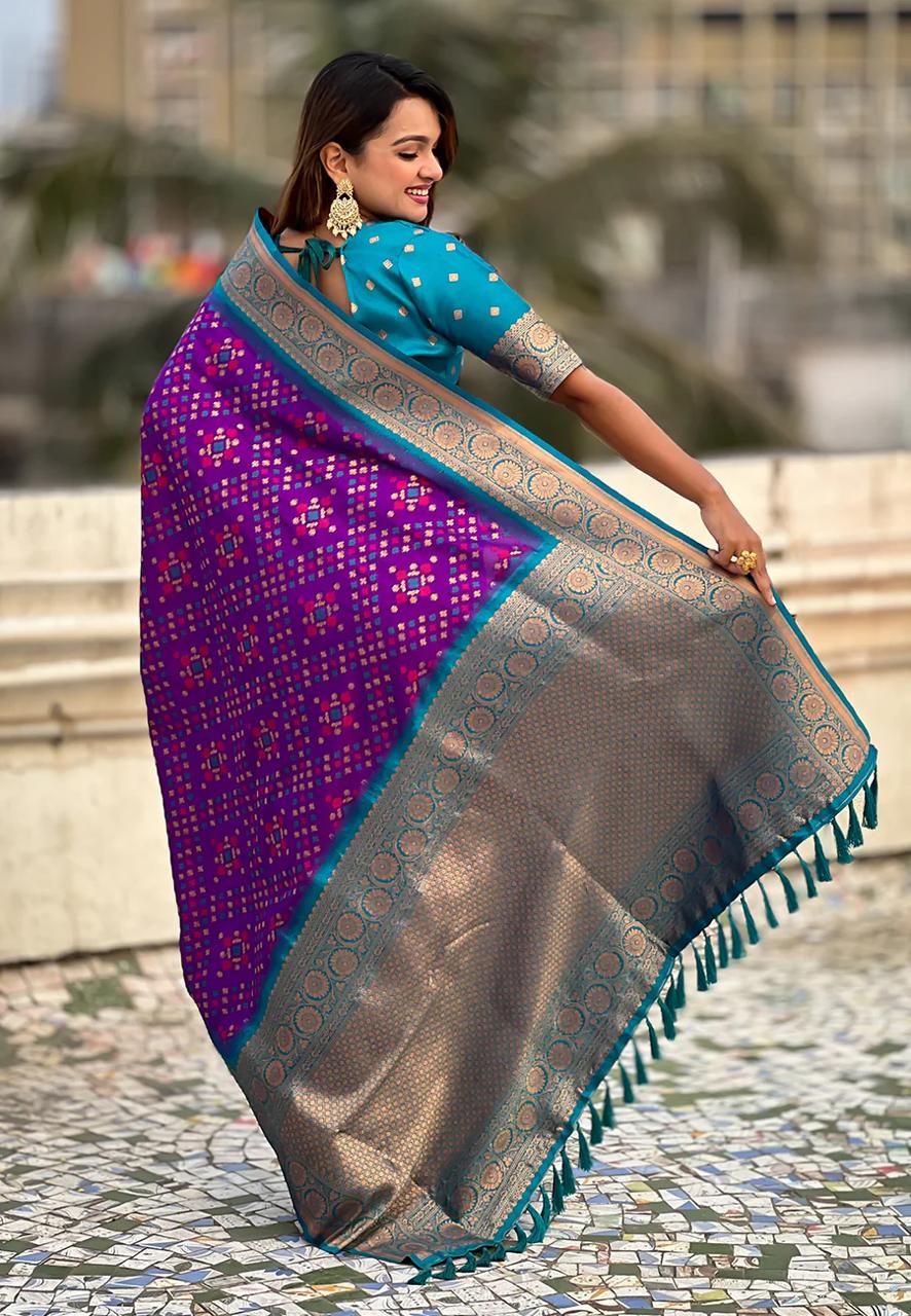 icultural Purple Banarasi Silk Saree – Festive Radiance in Every Drape