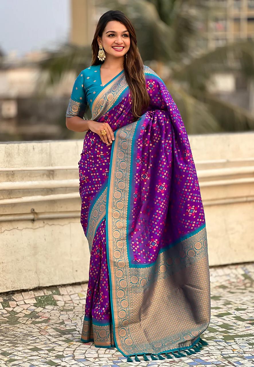 icultural Purple Banarasi Silk Saree – Festive Radiance in Every Drape
