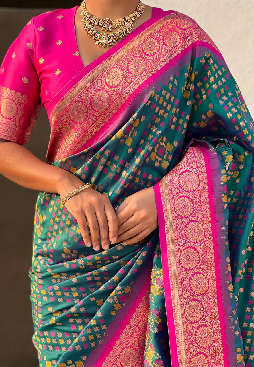 icultural Green Banarasi Silk Saree – Festive Radiance in Every Drape
