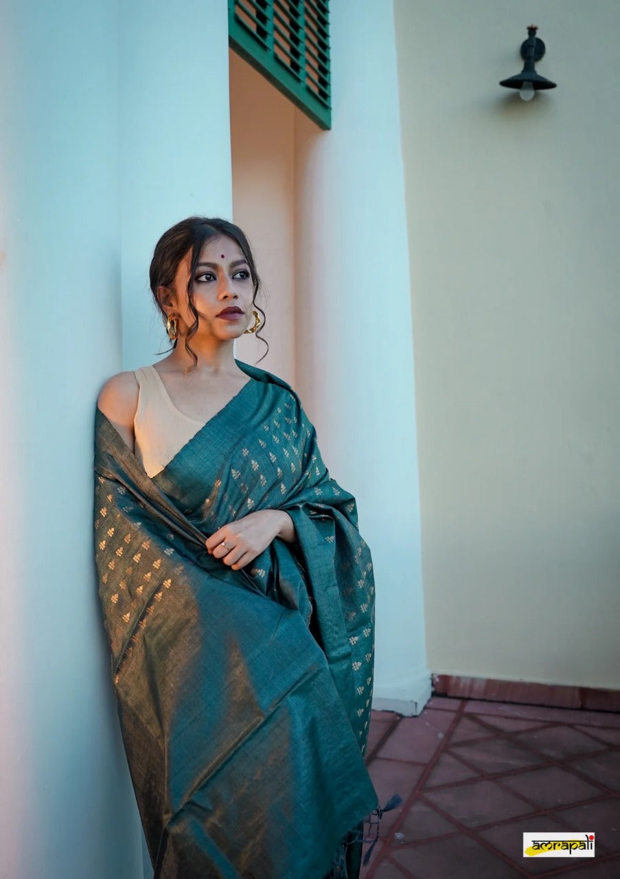 Rose Rama Handloom Tissue Silk Saree