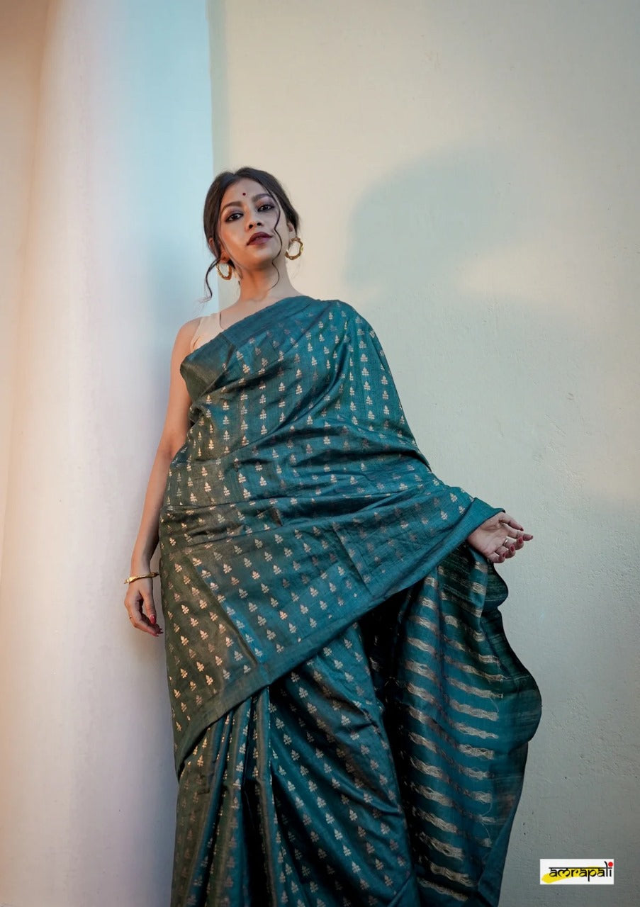 Rose Rama Handloom Tissue Silk Saree