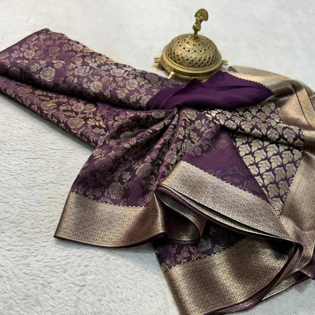Grand Bridal Brocade by Icultuer with Heavy Pallu – Wedding Day Majesty