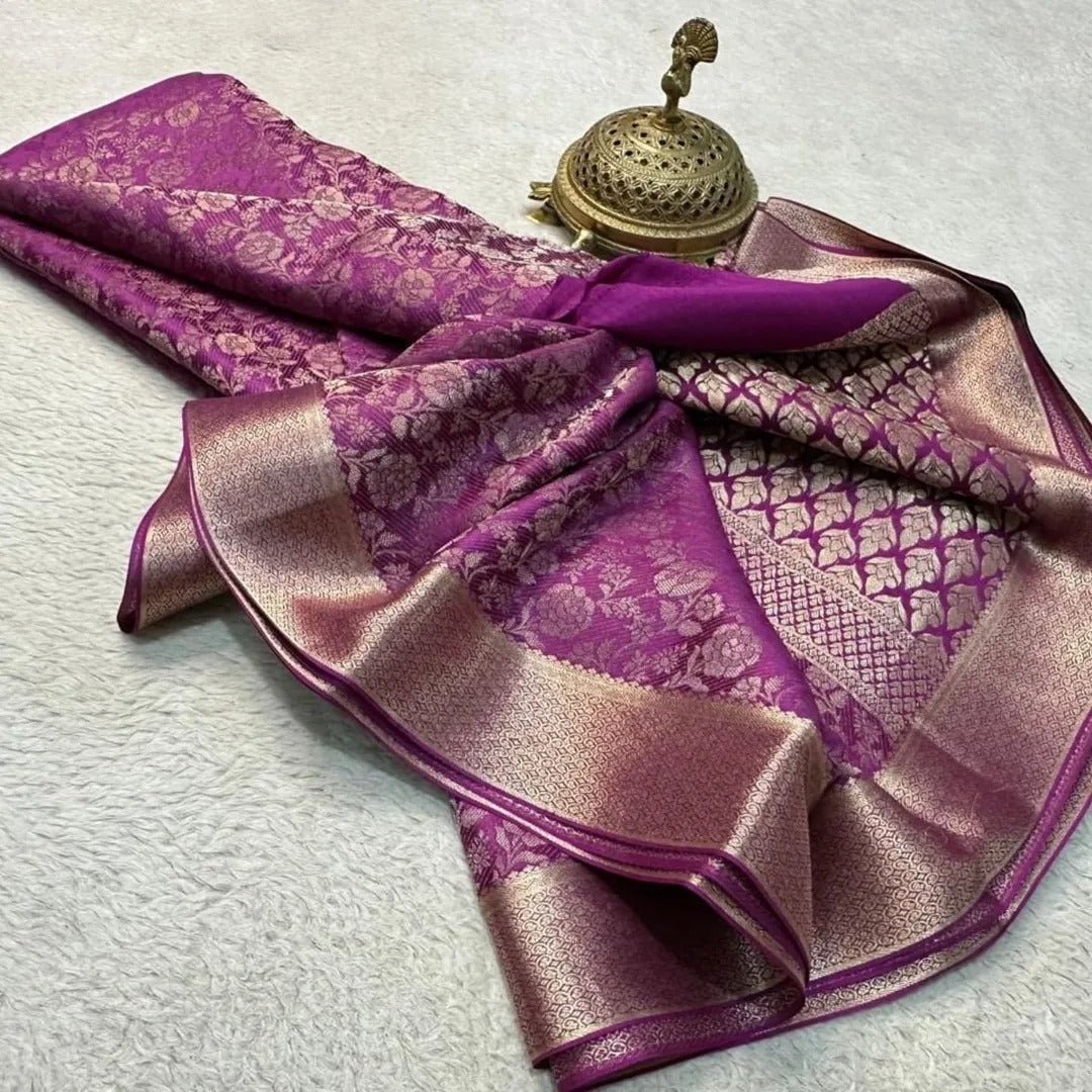Grand Bridal Brocade by Icultuer with Heavy Pallu – Wedding Day Majesty