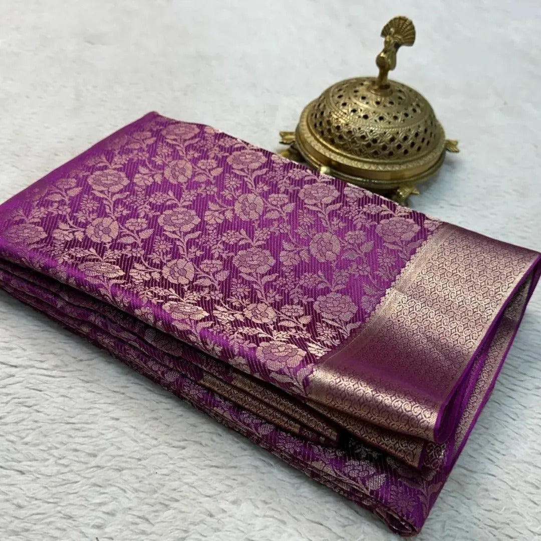 Grand Bridal Brocade by Icultuer with Heavy Pallu – Wedding Day Majesty