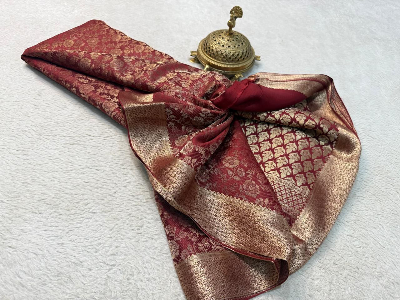 Grand Bridal Brocade by Icultuer with Heavy Pallu – Wedding Day Majesty