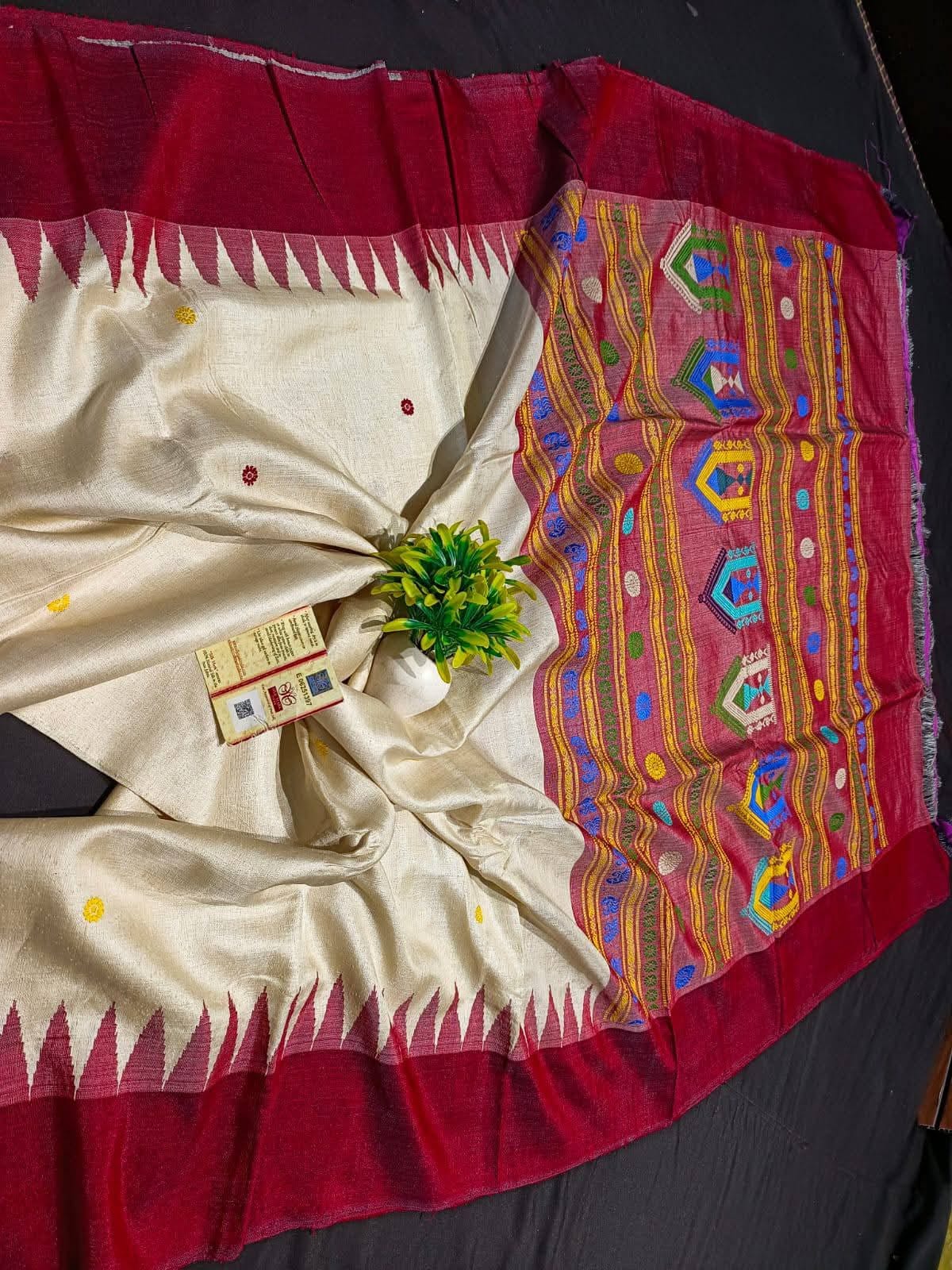 Traditional Pure Tussar Silk by Icultuer with Dolabedi Pallu